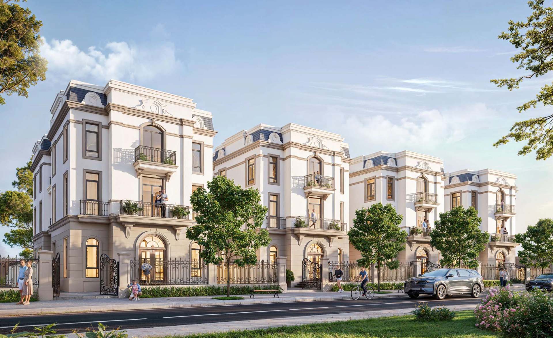 Phối cảnh mẫu biệt thự kiến trúc cổ điển tại Vinhomes Global Sportia Hà Nội
