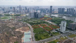 Toàn cảnh 5 lô đất được khoanh vùng đấu giá tại bán đảo Thủ Thiêm nhìn từ trên cao