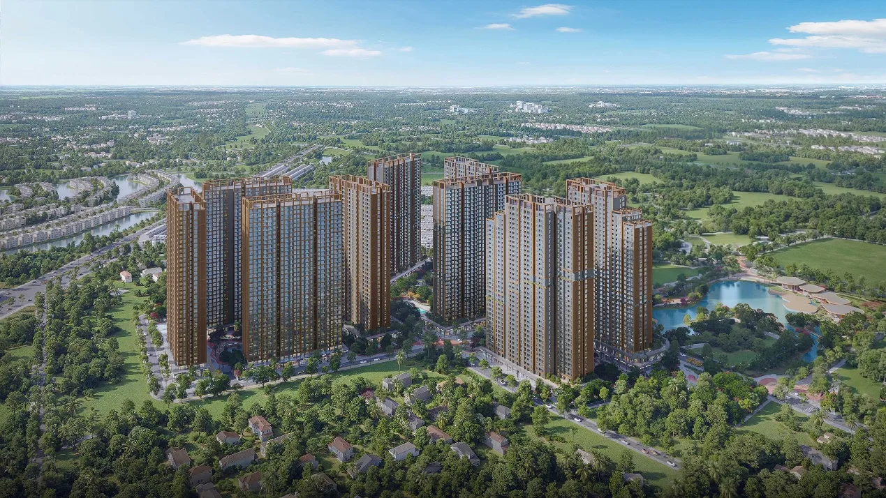 Phối cảnh tổng thể các tòa căn hộ The CityOn nhìn từ trên cao trong tổ hợp Imperia Ocean City
